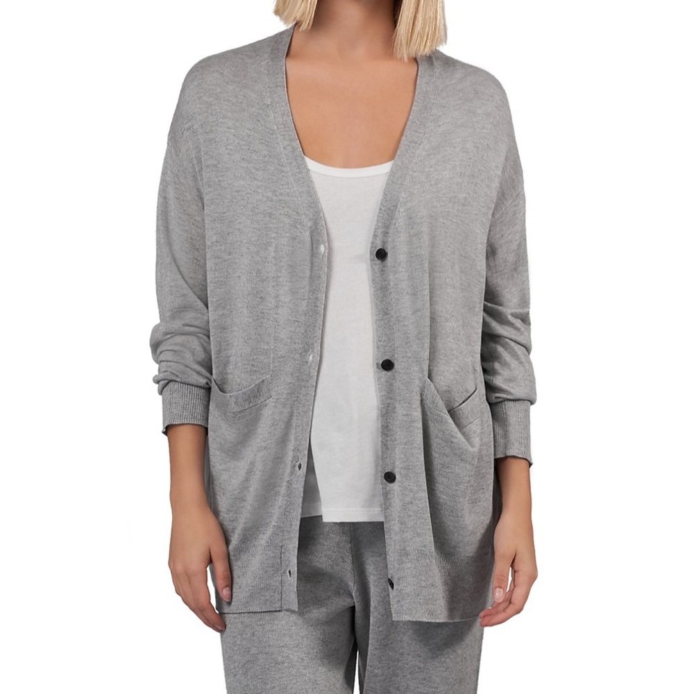 NEW ATM Anthony Thomas Melillo Mixed Media V-Neck Cardigan Size Small